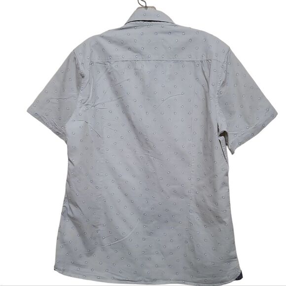 Lon Nyc Cream and Blue Short-Sleeve Shirt Sz Medium - Picture 5 of 7